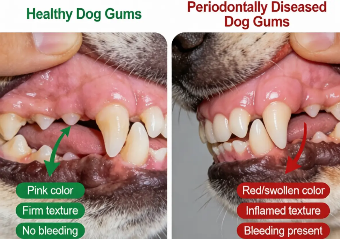 Comparison of Healthy vs. Periodontally Diseased Dog Gums