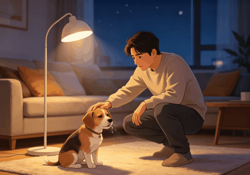dog coughing at night owner