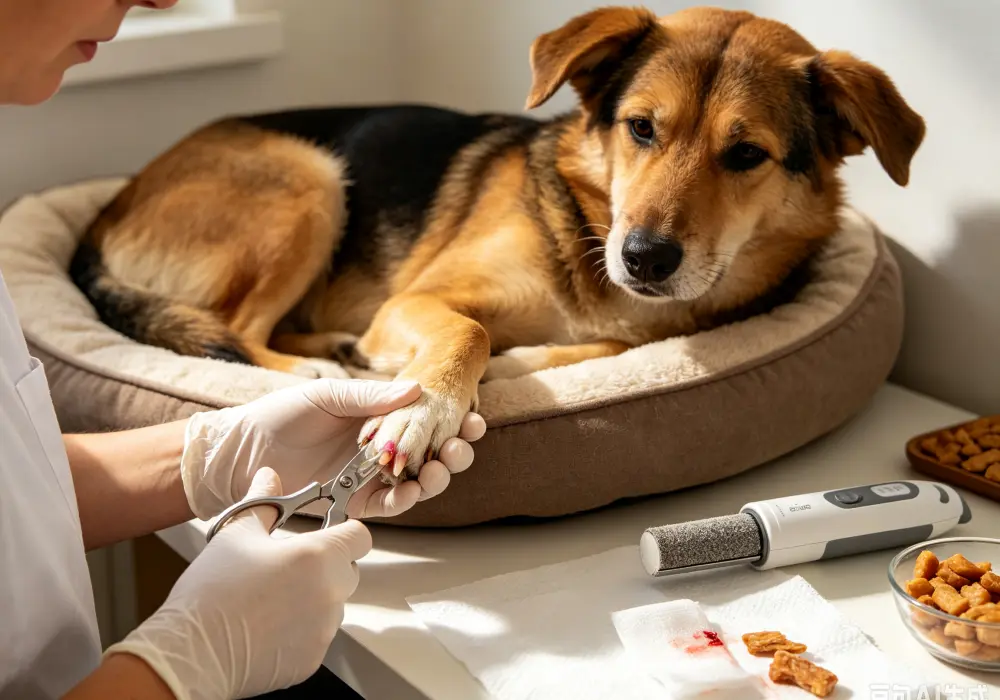 Owner safely trimming a dog’s nails to prevent future injuries