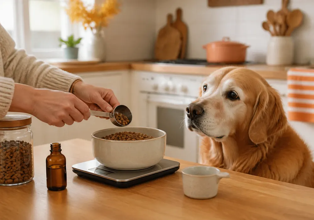 measuring-food-for-senior-golden-retriever