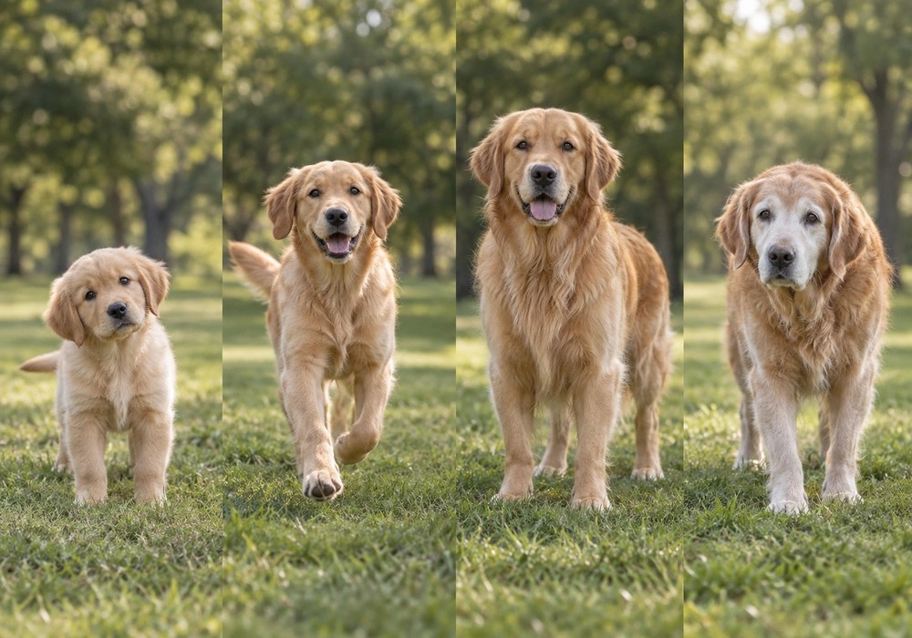 Dog behavior changes through puppy, adolescent, adult, and senior life stages
