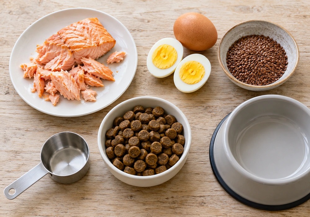 Dog food ingredients that support healthy skin and a shiny coat